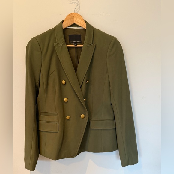 Banana Republic Hunter Green Double-Breasted Blazer – Size 4 - Picture 2 of 6